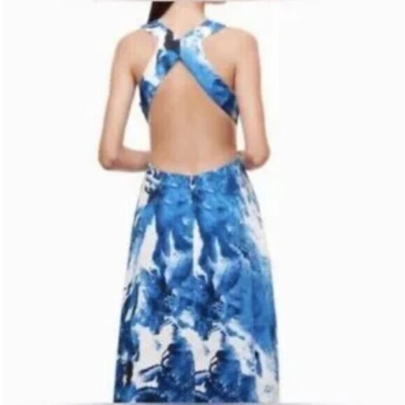 Aritzia Talula Peekaboo Maxi Dress Blue White XS - Picture 3 of 12